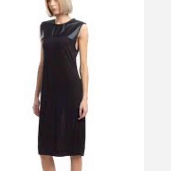 Cato black sleeveless dress size 24W imitation leather on front - Picture 1 of 9